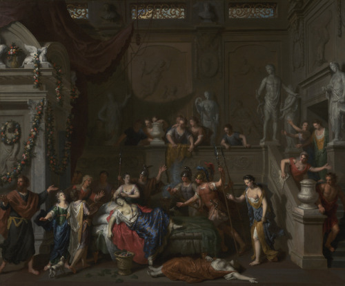 The Banquet of Cleopatra and The Death of Cleopatra by Gerard HoetDutch, late 17th century to early 