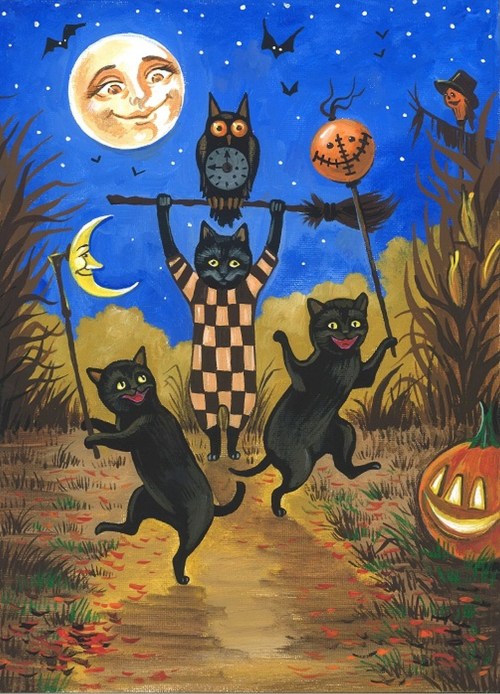 Halloween Cat Art Prints By RytasArtWorld