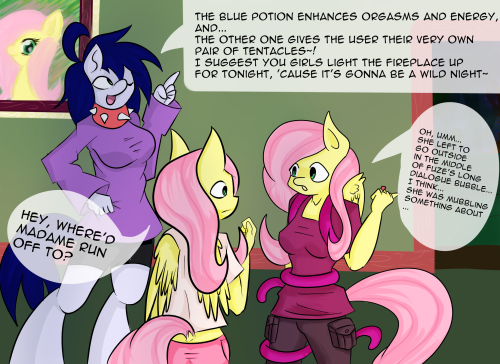 ask-fuze:  (Ask-Fuze #15 Featuring: http://ask-justshy.tumblr.com http://kinkycultershy.tumblr.com and http://madame-fluttershy.tumblr.com ) :T  The flutter triples, in a hilarious comic by Fuze Giving some promotes and some comedationsAwesome job fuze,