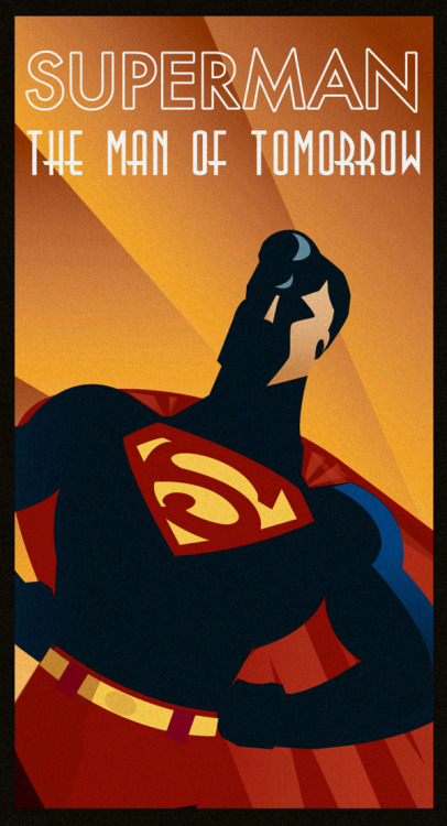 herochan:  Superman - Art Deco 16.5” X 32.5” signed & numbered prints £40.00 @DarkCityGallery Created by Rodolfo Reyes || Tumblr