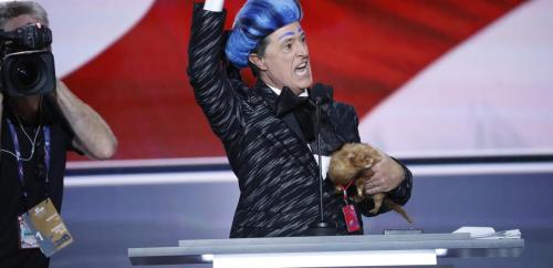 thesylverlining:micdotcom:Watch: Stephen Colbert “stole” the mic at the RNC and mocked Trump …
