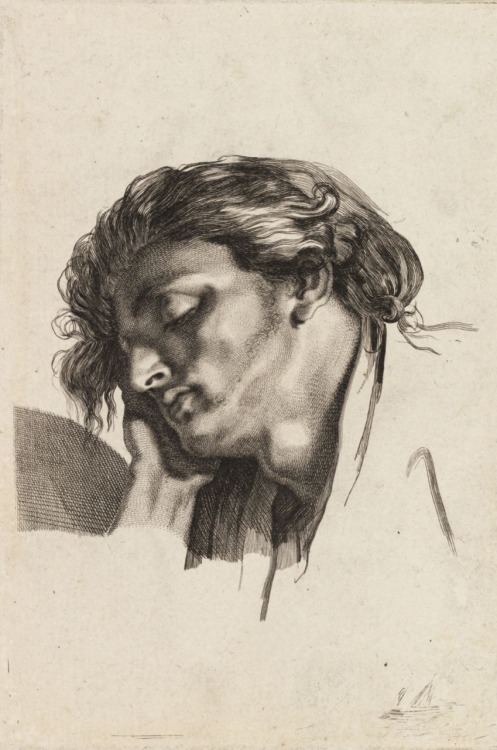 songesoleil:Jeune Homme endormi, profil gauche.Estampe.Gravé par Weisbrod.Art by Jean-Baptist