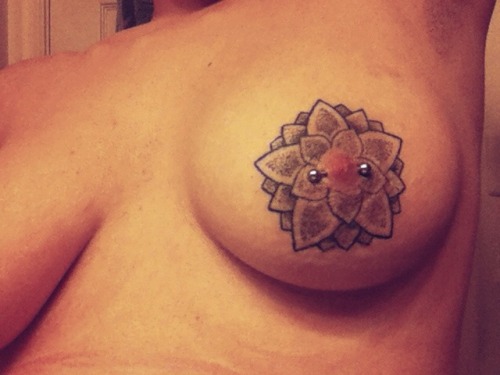 ladyadamwarlock: My lovely hand poked nipple mandalas from Matt Kirk just got even awesomer with som