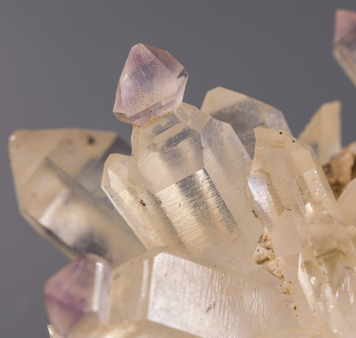 Quartz with Amethyst reverse scepter tips - Messum Crater Area, Erongo Region, Namibia