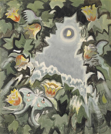 June Night (Luna Moth, Tulip Tree in Bloom) 1959.Charles E. Burchfield