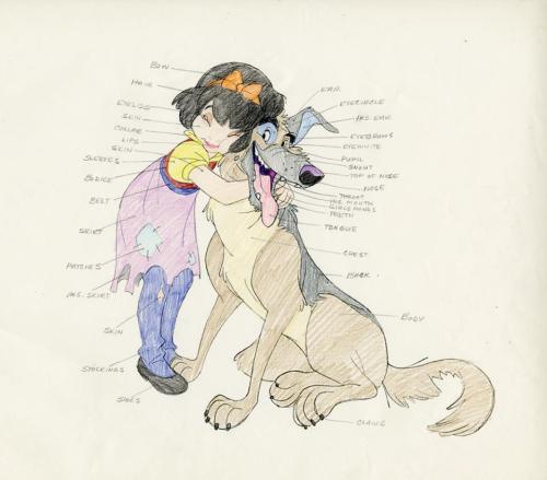All Dogs Go to Heaven color key of Charlie & Anne- Marie (Don Bluth Productions, 1989)