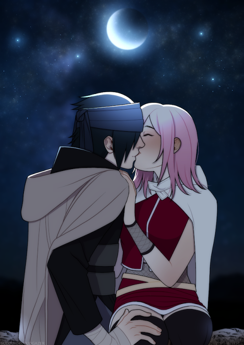 sakuras-bitch: Commission by @soddingcloudgazer for SasuSaku Month Day 6: “Constellations&rdqu