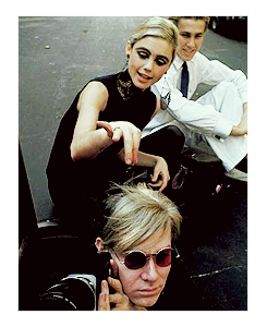  Andy Warhol with Edie Sedgwick and Chuck Wein in NYC, photo by Burt Glinn. 1965