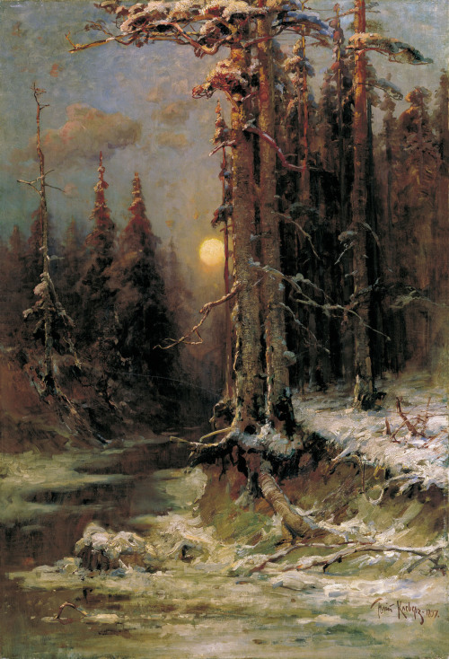 kolbum: Юлий Юльевич Клевер (Julius Klever Yulievich) Закат солнца зимой Шар солнца, нисходящий