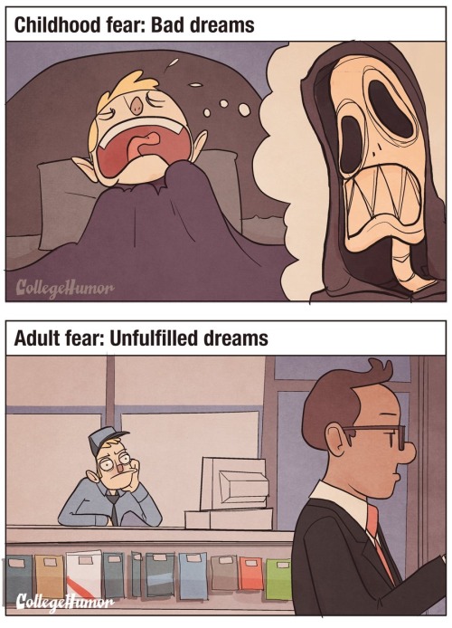 tastefullyoffensive: Child Fears vs. Adult Fears