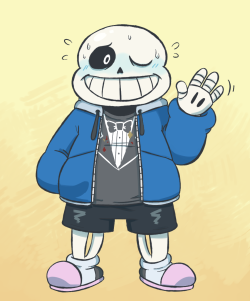 sugarkillsall:  I’ve been seeing a lot of dapper Sans drawings and while I love it let’s be real here, the closest thing that poor guy owns to a good outfit would be a crappy tuxedo shirt. So heres Sans ready for a date. Hey, he’s trying and that’s