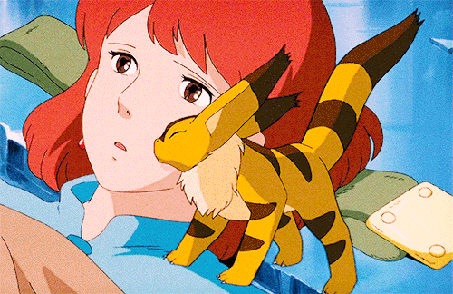 talesfromthecrypts:Teto in Nausicaa of the Valley of the Wind[image description: a gifset of scenes 