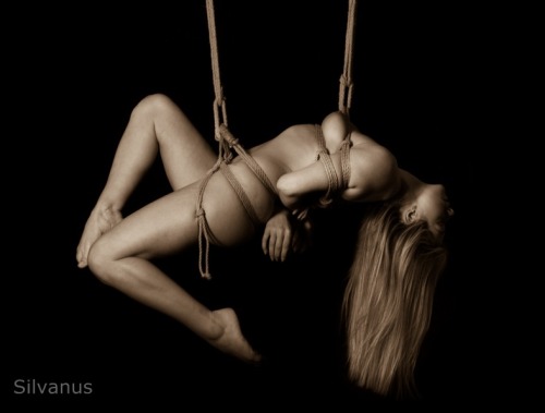 silvanusart: Suspension Virgin Tillie enjoys her first full rope suspensions.  Chest harness and hip harness.  Rope model