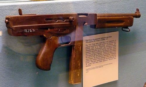 A homemade Vietcong copy of a Thompson Submachine gun