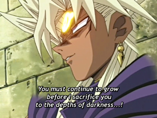 yugiohchildhood:  theabcsofjustice:  Yami Malik’s obsession with Atem is even creepier than regular Malik’s was.   Wtf Marik