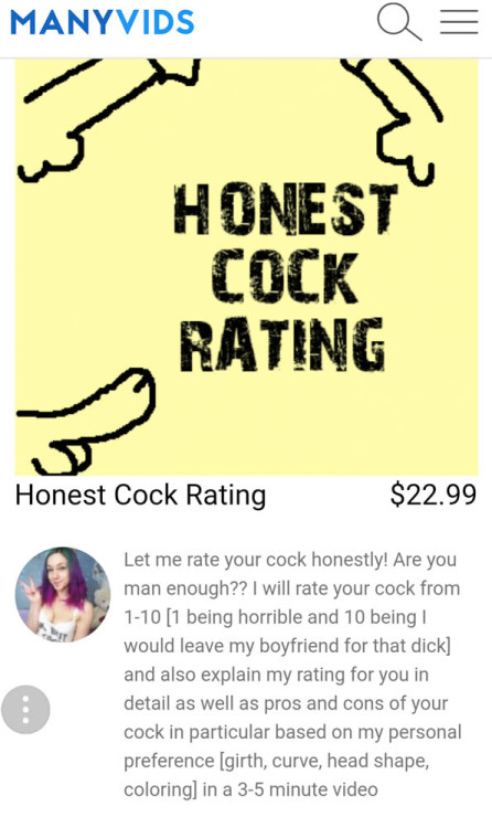 Porn o0pepper0o: HONEST COCK RATINGS!Get one on photos