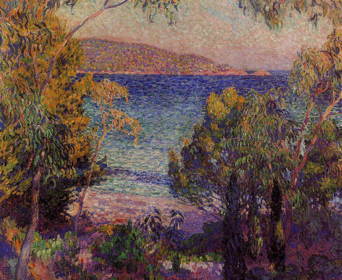 artist-rysselberghe: Pines and Eucalyptus at Cavelieri, 1905, Théo van RysselbergheMedium: oi