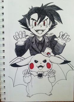 scribblekin: While away from computers for a couple days, figured I’d try to do a ink drawing like all the cool kids are doin this month. (trying to shade w/ an old crayola-marker was a mistake, but I still like this) I NEED a golbat/vamp/chu plush