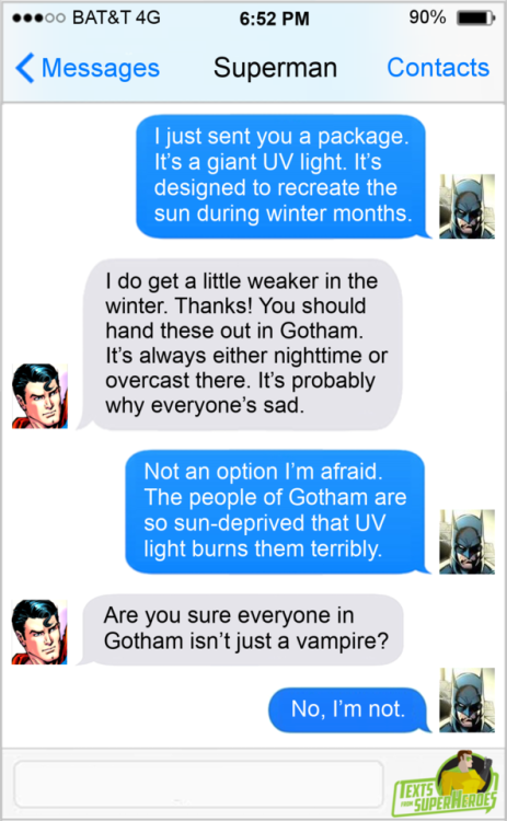 thesuperheroesnetwork: Texts From Superheroes