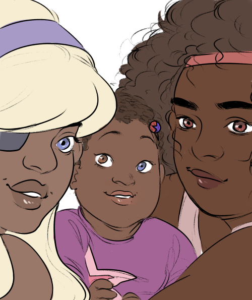 narootos:   rupphire bomb day 2: human family au just a kind of family selfie-ish doodle for today??? + i think baby garnet………..might take the cake….for my cutest drawing ever 