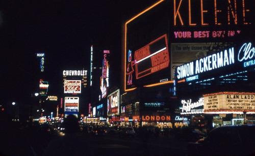 grayflannelsuit:  Times Square, c. 1953. Now playing is the 1953 Alan Ladd drama Botany Bay.