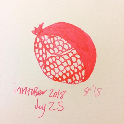 sophietalia: Day 25: pomegranate #pomegranate #ink #inktober #inktober2018 #glasspen #scarlettink #d