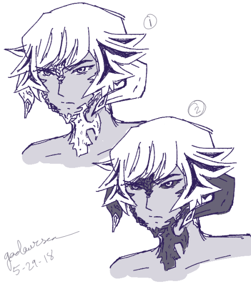 boredom = drawing au ra ryoken. behold my dragon boy in both variations. should have done revolver i