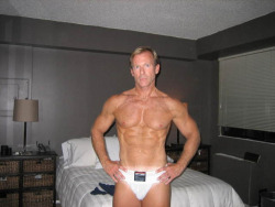 cumaznbtm:  gr8daddies:  Photo http://onlyolder.tumblr.com/post/124834100928  He is hot in a jockstrap