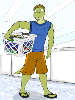 Introducing Buff Gator dude in the laundromat