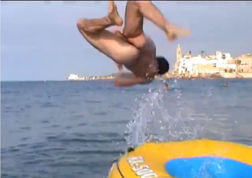 notashamedtobemen:  Nude backflip and more from a young, lean guy on the coast of Spain. You can see the full video here. 