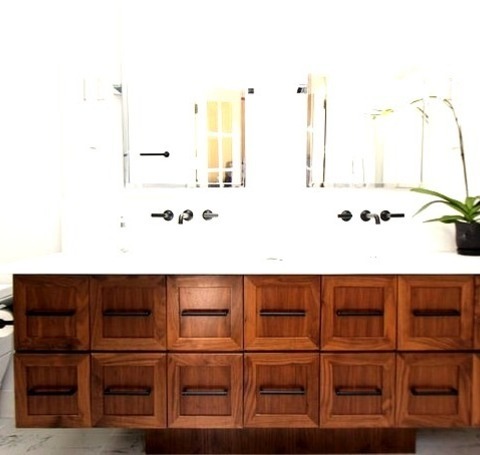 Atlanta Bathroom Mid-sized Modern Master Bathroom With Gray And Porcelain Tiles Bathroom Design Idea