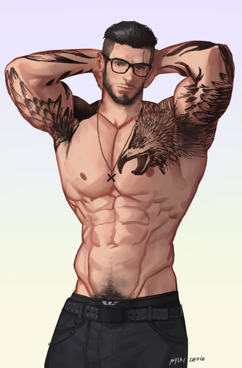 mylkichoco: Gladiolus Amicitia as a model and with eyeglasses :3 y’all know it has a dick out variat