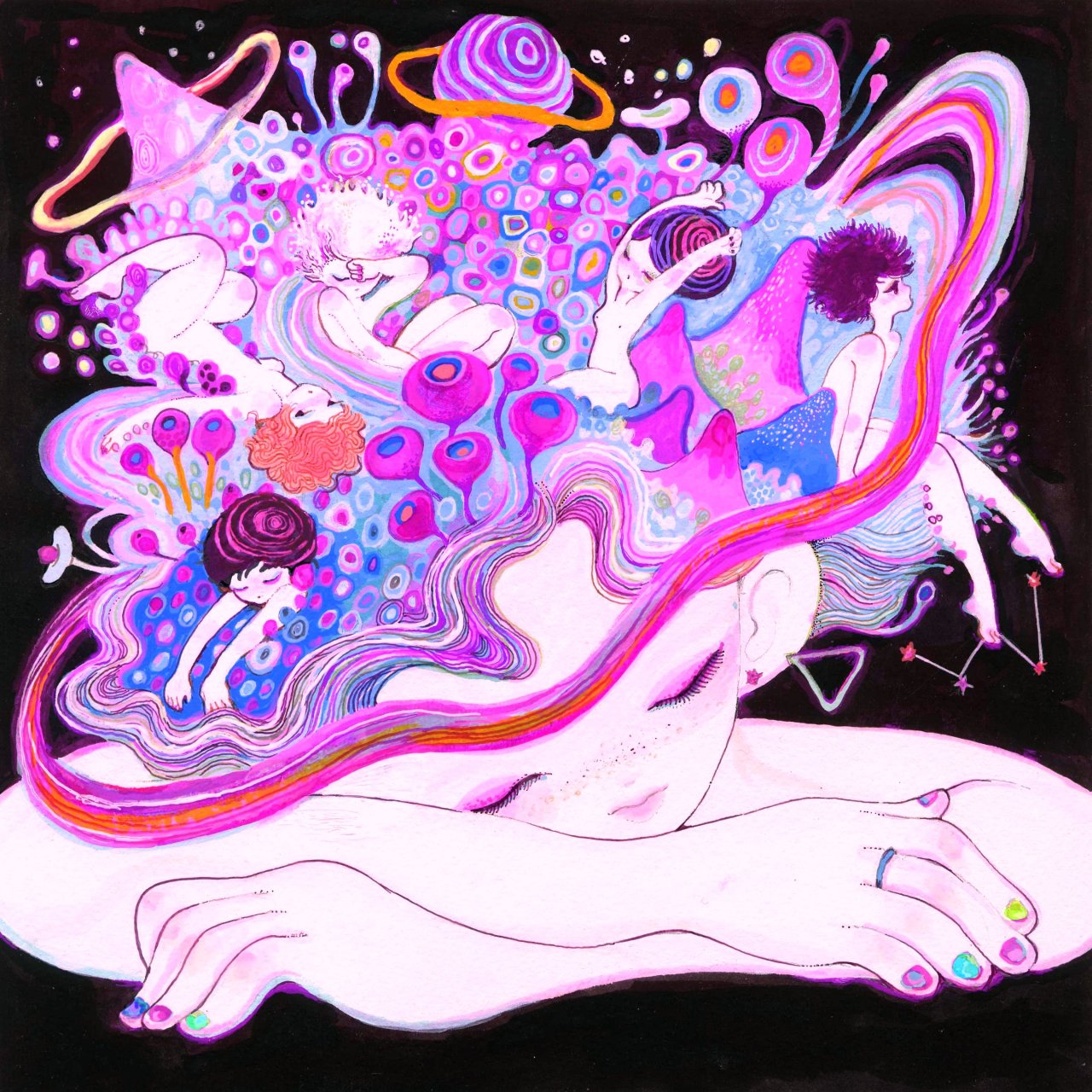 machimatsumoto:  「眠ると出てくる2」　　アクリルガッシュ 