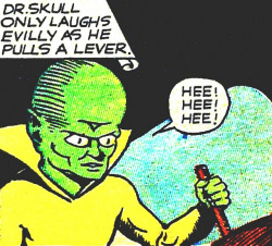 atomic-flash:  The ‘Wily Little Villain’ Dr. Skull - Appearing in Red Blazer, Pocket Comics, November 1941 (Publisher: Harvey Comics). (image via Lawrence Jones) 