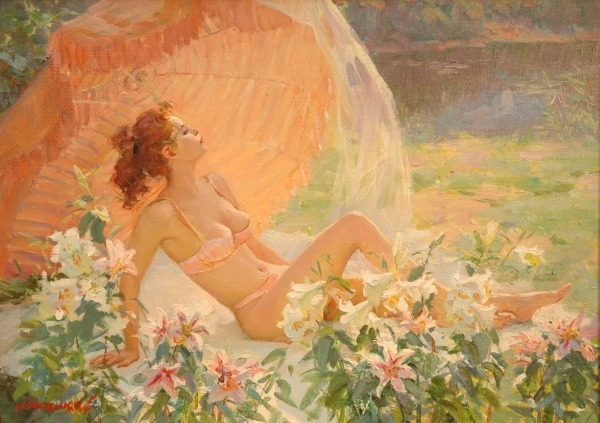 artbeautypaintings:Sunbathing - Sergey Marchenko