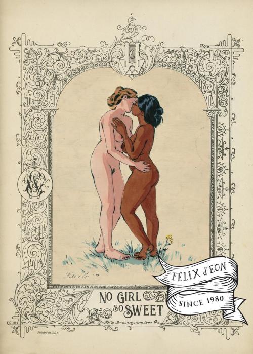 “No Girl so Sweet.” A little painting of queer love. Available as a print in my etsy sho