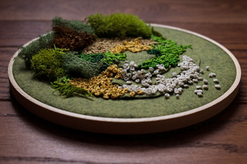 marginaliana:leavingmybody:moss embroideries for a show i will hopefully be having this semester.