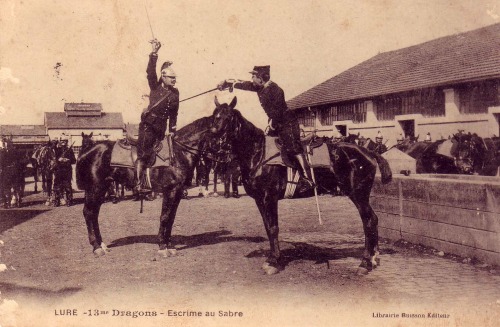 French cavalry sword drill in practice from 1908Here we see the merits of the thrust against slashin