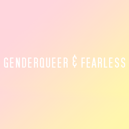 [Image: A pastel pink and yellow gradient color block with white text that reads &ldquo;genderqu