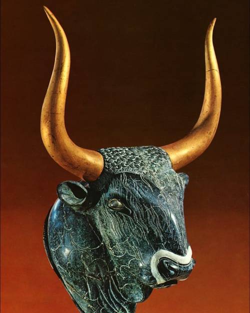 arthistoryfeed:Rhyton in the shape of a bull’s head. Little Palace of Knossos. www.instagram