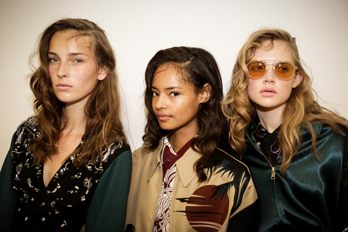 carmensass:   Julia Bergshoeff, Holly Rose Emery and Malaika Firth backstage at Prada