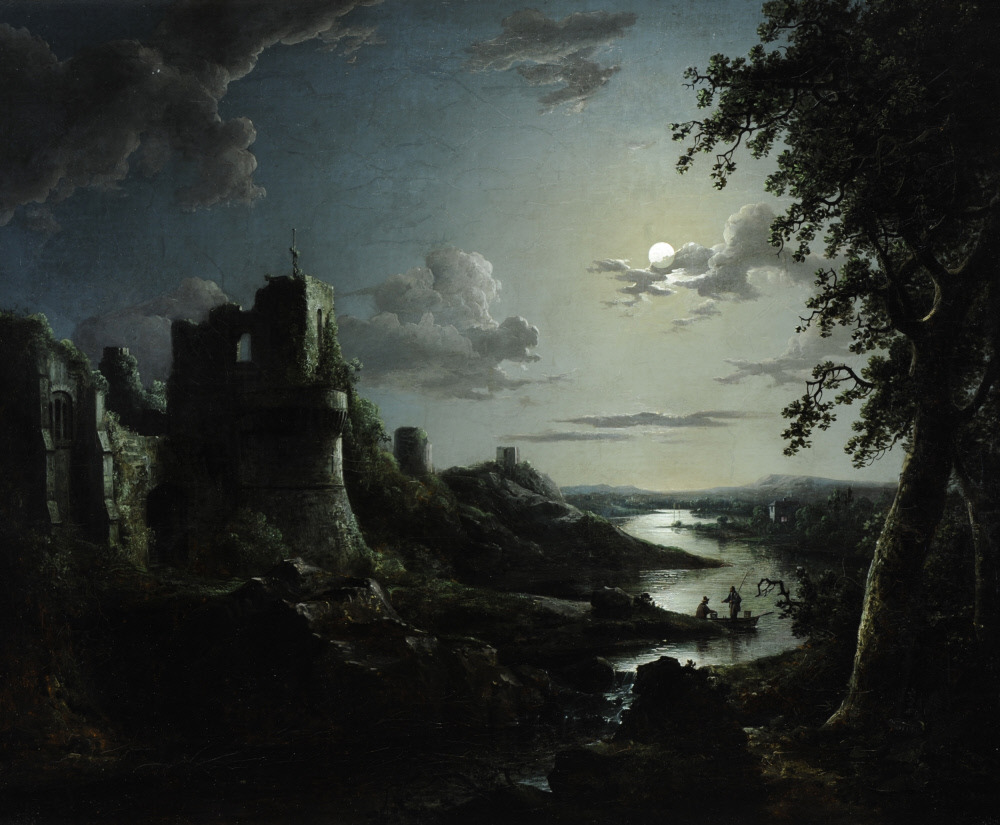 scribe4haxan:  View of Pendragon Castle by Moonlight (1822 - Oil on canvas) - Abraham