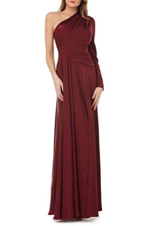 lovewomenfashionsthings:Kay Unger Womens Gown Red US Size 8 One-Shoulder Solid Faille Draped $298 15