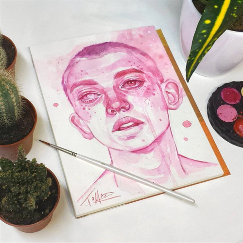 Tomasz Mro — Quick Watercolour Sketch In Pink...