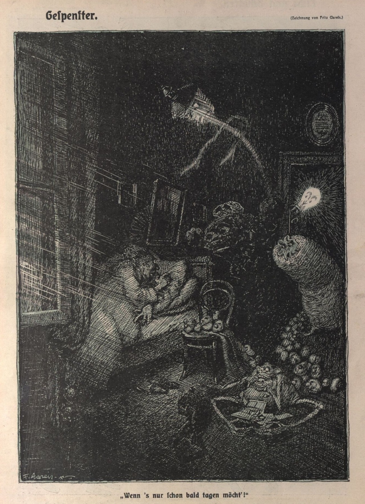 Fritz Gareis (1872-1925), ‘Geſpenſter’ (Ghosts), from 'Die Muskete’, April 12, 1917