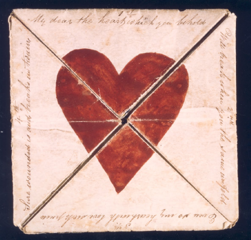 desimonewayland:English Valentine (puzzle) Card 1790, Watercolour, pen and ink.The Postal Museum UK