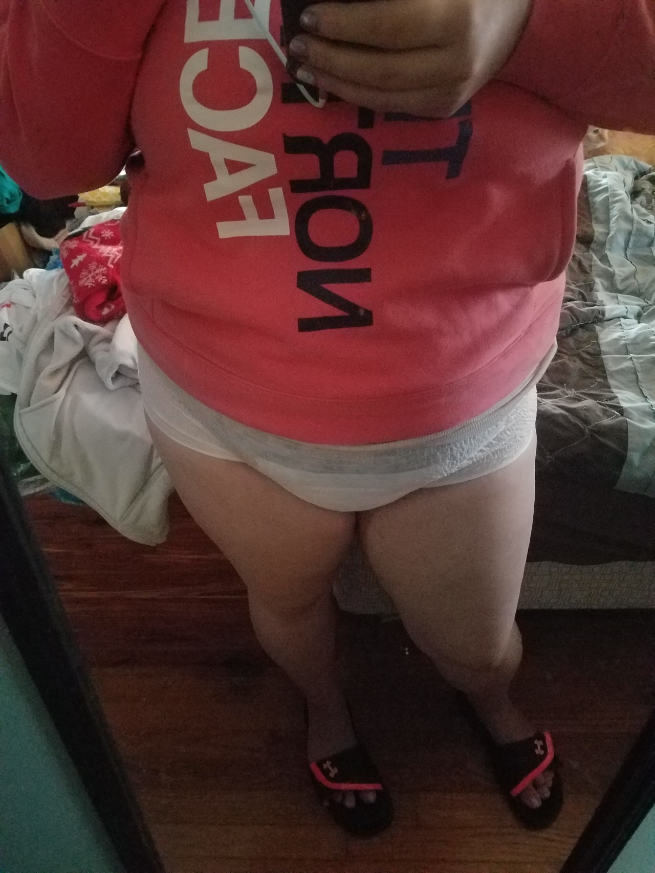 princessharper76:  Feeling adorable in my Pull-up. I have dark purple panties underneath