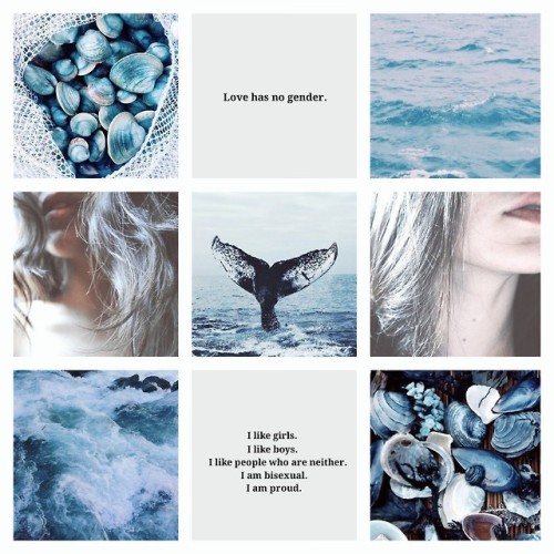 moodboards-for-you: Bisexual girl positivity moodboard with ocean theme and no flag for anon~- Mod M