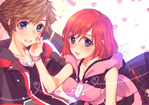 itskiyou: Here’s a pic of Kairi making sure that it’s really Sora. becuz he rlly just up n left all 