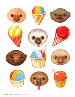eatsleepdraw:  Sloths and Snow Cones by Kathryn